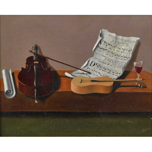 GEORGES SPIRO : Stillleben mit Violine, Gitarre und Notenblatt (DOBIASCHOFSKY AUKTIONEN AG)