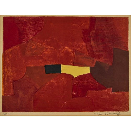 SERGE POLIAKOFF : 'Komposition in Burgunderrot, Gelb und Schwarz' (DOBIASCHOFSKY AUKTIONEN AG)
