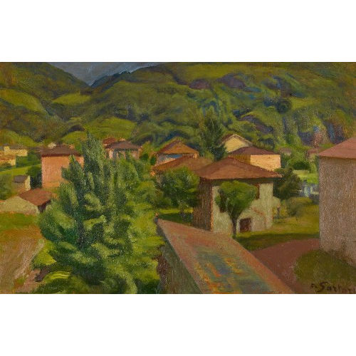 AUGUSTO SARTORI : S�dliche Landschaft mit einem Dorf (DOBIASCHOFSKY AUKTIONEN AG)