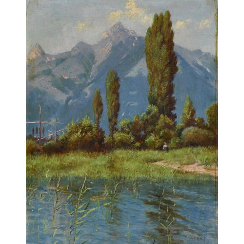 JULES GACHET : Sommerliche Uferlandschaft (DOBIASCHOFSKY AUKTIONEN AG)