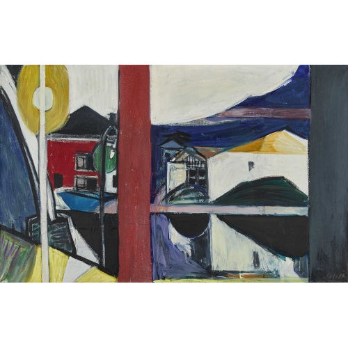 KARL GLATT : Abstrahierte Landschaft mit H�usern (DOBIASCHOFSKY AUKTIONEN AG)
