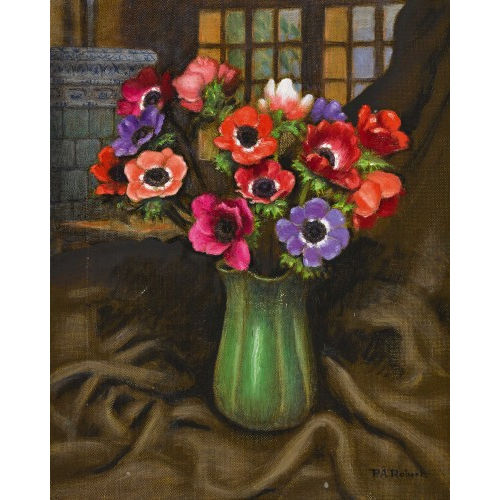 PAUL ANDR� F�LIX ROBERT : Anemonen in gr�ner Vase (DOBIASCHOFSKY AUKTIONEN AG)