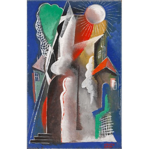 B�LA K�D�R : Komposition mit H�usern und Sonne (DOBIASCHOFSKY AUKTIONEN AG)