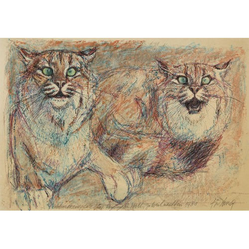 FRITZ HUG : Zwei Wildkatzen (DOBIASCHOFSKY AUKTIONEN AG)