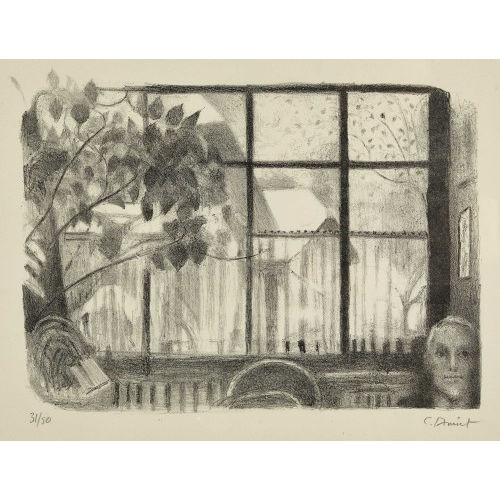 CUNO AMIET : 'Blick aus dem Atelierfenster mit Selbstbildnis' (DOBIASCHOFSKY AUKTIONEN AG)
