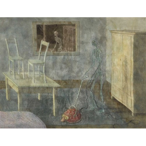 WALTER SCHM�GNER : Skelett beim Staubsaugen (DOBIASCHOFSKY AUKTIONEN AG)