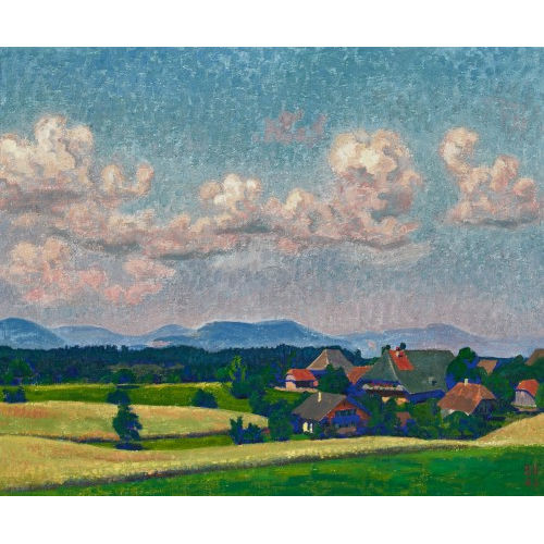 BRUNO HESSE : Sommerliche Ansicht der Oschwand unter Wolkenhimmel (DOBIASCHOFSKY AUKTIONEN AG)