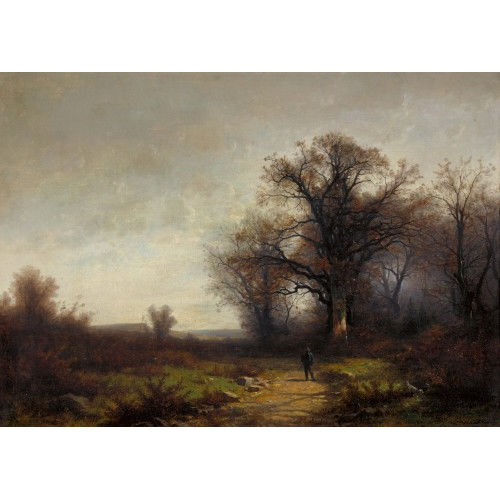GUSTAVE EUG�NE CASTAN : Herbstlandschaft mit J�ger (DOBIASCHOFSKY AUKTIONEN AG)