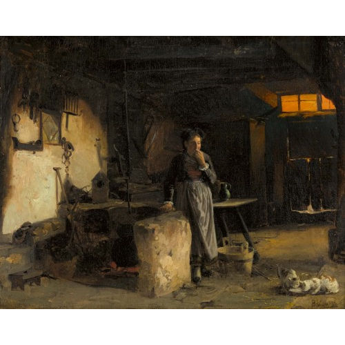 BENJAMIN I VAUTIER : In Gedanken versunkene Magd in der Kche (DOBIASCHOFSKY AUKTIONEN AG)