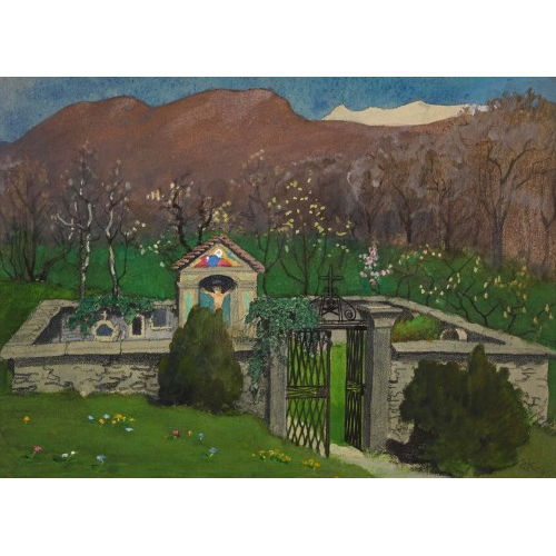 ERNST KREIDOLF : Fr�hlingslandschaft mit kleinem Friedhof (DOBIASCHOFSKY AUKTIONEN AG)
