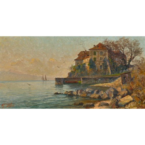 VINCENT AIM� GILLIAND : Uferpartie am Genfersee (DOBIASCHOFSKY AUKTIONEN AG)
