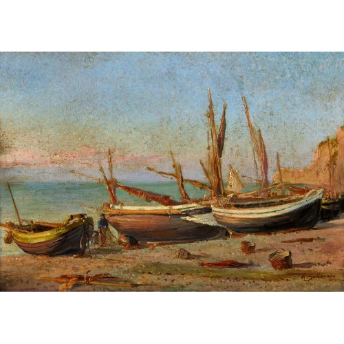 ARMAND II GUILLAUMIN : Bateaux sur la plage (DOBIASCHOFSKY AUKTIONEN AG)