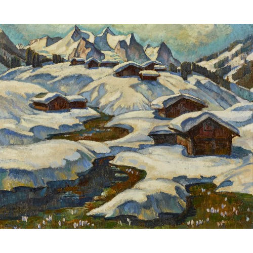 ADRIAN PAUL ALLINSON : Alplandschaft mit Well-, Wetterhorn und Eiger (DOBIASCHOFSKY AUKTIONEN AG)