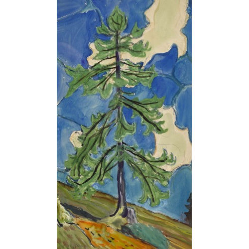 FRED STAUFFER : Nadelbaum auf der Alp (DOBIASCHOFSKY AUKTIONEN AG)