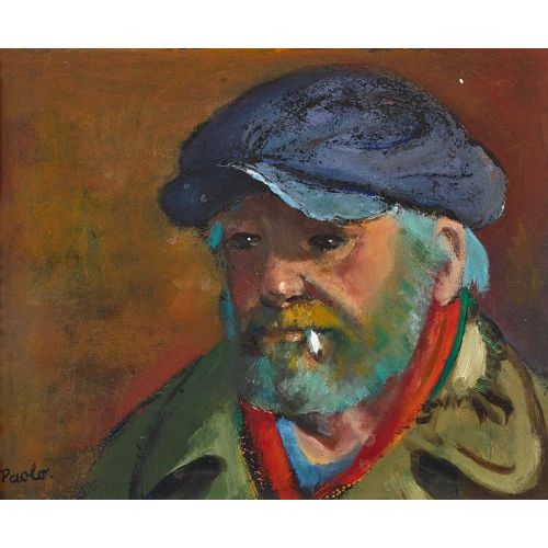 PAUL JAKOB) PAOLO (EIGTL. M�LLER : Portr�t eines Mannes mit Schirmm�tze und Zigarette (DOBIASCHOFSKY AUKTIONEN AG)