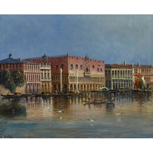 L. (EIGTL. KAUFMANN BERTINI : Gondeln vor dem Dogenpalast in Venedig (DOBIASCHOFSKY AUKTIONEN AG)
