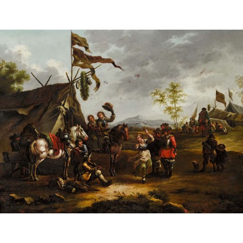 18. JH. DEUTSCHLAND : Feldlager mit Musikanten und Tnzerin (DOBIASCHOFSKY AUKTIONEN AG)