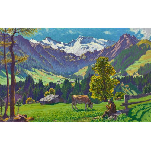 WALDEMAR THEOPHIL FINK : 'Herbstmorgen in Adelboden' (DOBIASCHOFSKY AUKTIONEN AG)