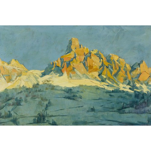 ALFEO ARGENTIERI : Alpenlandschaft unter wolkenlosem Himmel (DOBIASCHOFSKY AUKTIONEN AG)