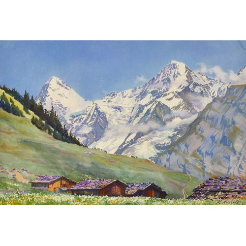 KARL ANNELER : Berner Fr�hlingslandschaft mit Eiger und M�nch (DOBIASCHOFSKY AUKTIONEN AG)