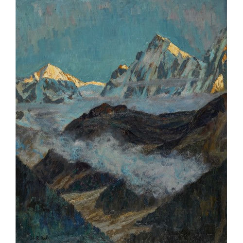 HANS BEAT WIELAND : 'Abendstimmung bei Arosa' (DOBIASCHOFSKY AUKTIONEN AG)
