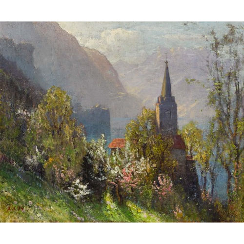 ALBERT HENRY JOHN GOS : L'�glise Saint-Vincent � Montreux (DOBIASCHOFSKY AUKTIONEN AG)