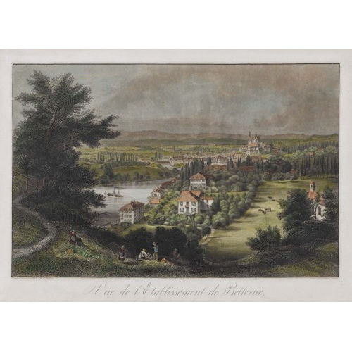 DANIEL WEGELIN : 'Vue de l'�tablissement de Bellevue, pr�s Thoune en Suisse' (DOBIASCHOFSKY AUKTIONEN AG)