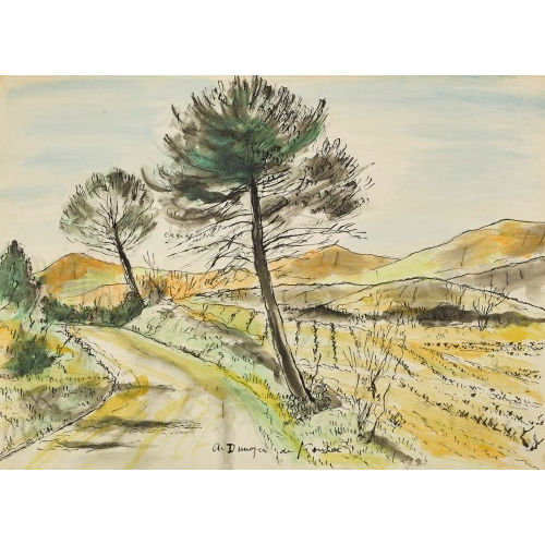 ANDR ALBERT MARIE DUNOYER DE SEGONZAC : Hgelige Landschaft mit Feldweg (DOBIASCHOFSKY AUKTIONEN AG)