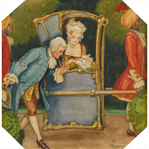 WALTER GEORGI : Rokokodame in einer S�nfte mit galantem Herrn (DOBIASCHOFSKY AUKTIONEN AG)
