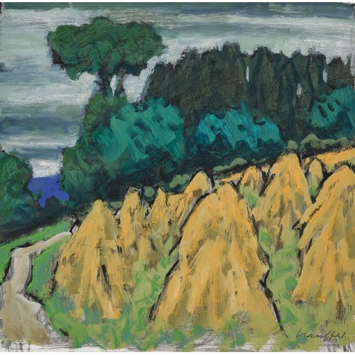FRED STAUFFER : Heuschober in der Landschaft (DOBIASCHOFSKY AUKTIONEN AG)