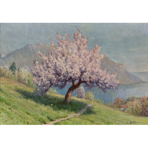 ALBERT HENRY JOHN GOS : Seelandschaft mit blhendem Obstbaum (DOBIASCHOFSKY AUKTIONEN AG)