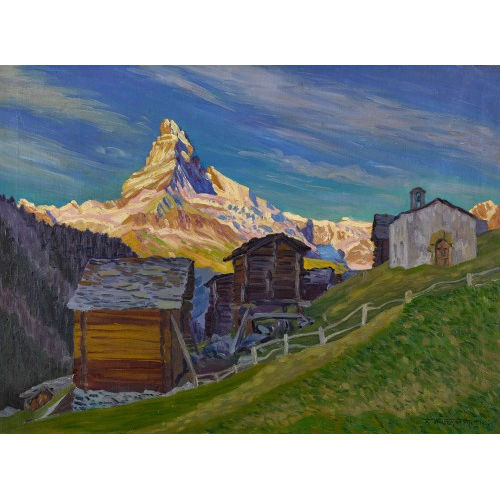 WALDEMAR THEOPHIL FINK : 'Fr�hlingsmorgen in Findelen - Zermatt' (DOBIASCHOFSKY AUKTIONEN AG)