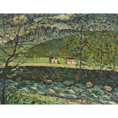 UGO WILLIAM MOGLIA : Tessiner Landschaft mit Fluss (DOBIASCHOFSKY AUKTIONEN AG)