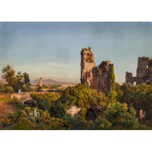 SALOMON CORRODI : Blick vom Palatin mit den Ruinen der Kaiserpal�ste auf die Ruinen der Caracalla-Thermen und den Monte Cavo (DOBIASCHOFSKY AUKTIONEN AG)