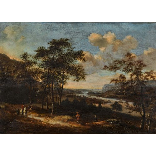 DIONYS (AUCH VERBURGH VERBURG : Landschaft mit Reisenden und Fluss (DOBIASCHOFSKY AUKTIONEN AG)