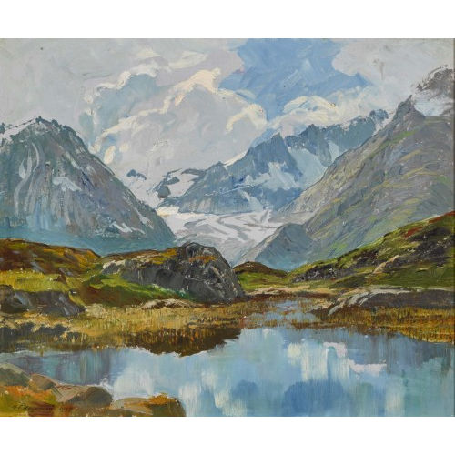 HENRI �DOUARD HUGUENIN-VIRCHAUX : Sparrhorn mit Aletschgletscher (DOBIASCHOFSKY AUKTIONEN AG)