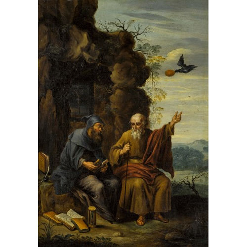 DAVID II TENIERS : Heiliger Antonius und Heiliger Paulus im Gespr�ch (DOBIASCHOFSKY AUKTIONEN AG)