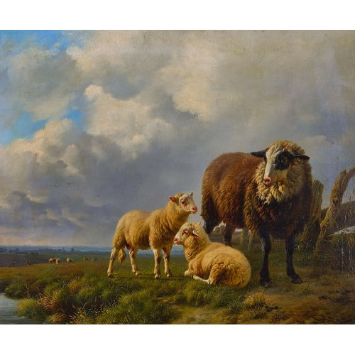 LOUIS MARIE DOMINIQUE ROBBE : Schaf mit Jungtieren (DOBIASCHOFSKY AUKTIONEN AG)