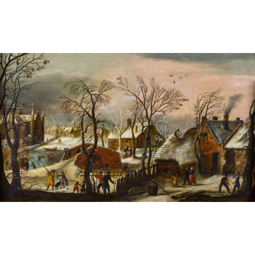 1. VIERTEL 17. JH. S�DLICHE NIEDERLANDE : Winterliche Dorfszene (DOBIASCHOFSKY AUKTIONEN AG)