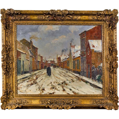 JULES RIBEAUCOURT : Verschneite Strassenpartie (DOBIASCHOFSKY AUKTIONEN AG)