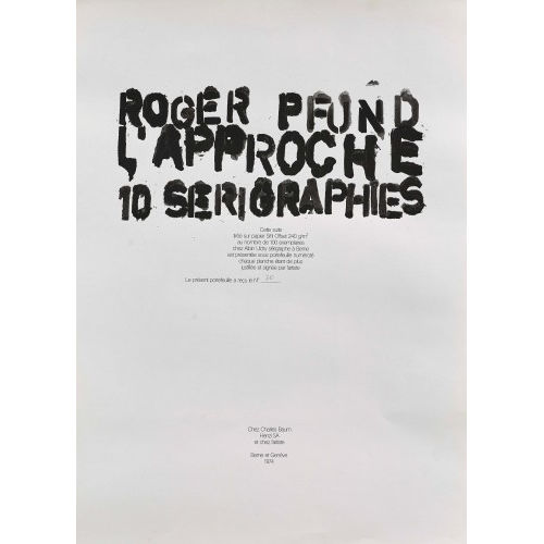 ROGER PFUND : 'L'Approche' (DOBIASCHOFSKY AUKTIONEN AG)