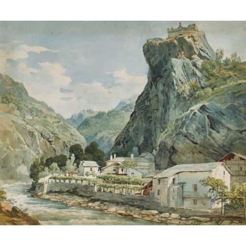 JACQUES HENRI JUILLERAT : Flusslandschaft mit Dorf und Festung (DOBIASCHOFSKY AUKTIONEN AG)
