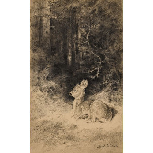 XAVIER DE PORET : Chevreuil au repos (DOBIASCHOFSKY AUKTIONEN AG)