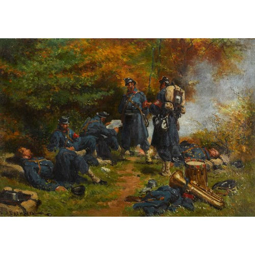 AUGUSTE BACHELIN : 'Halte d'infanterie' (DOBIASCHOFSKY AUKTIONEN AG)
