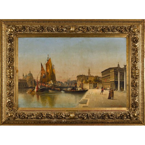 KARL KAUFMANN : Venezianische Stadtpartie am Rand des Markusplatzes (DOBIASCHOFSKY AUKTIONEN AG)