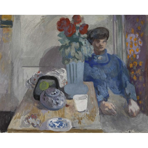 ERNST GUBLER : Interieur mit sitzender Frau am Tisch (DOBIASCHOFSKY AUKTIONEN AG)
