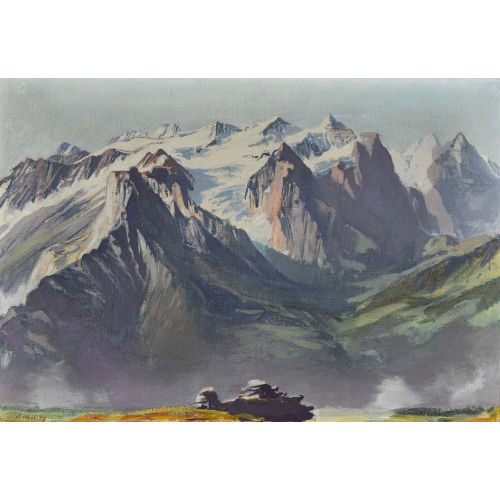 PAUL WYSS : Blick von der Rosenlaui auf Well- und Wetterhorn (DOBIASCHOFSKY AUKTIONEN AG)