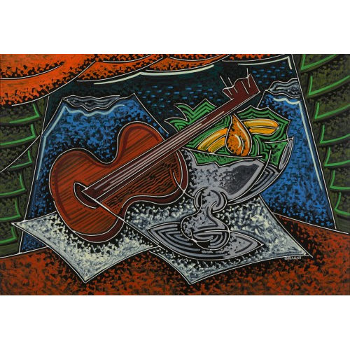 PIPPO (EIGTL. ORIANI ORIANI : Stillleben mit Obstschale und Gitarre (DOBIASCHOFSKY AUKTIONEN AG)