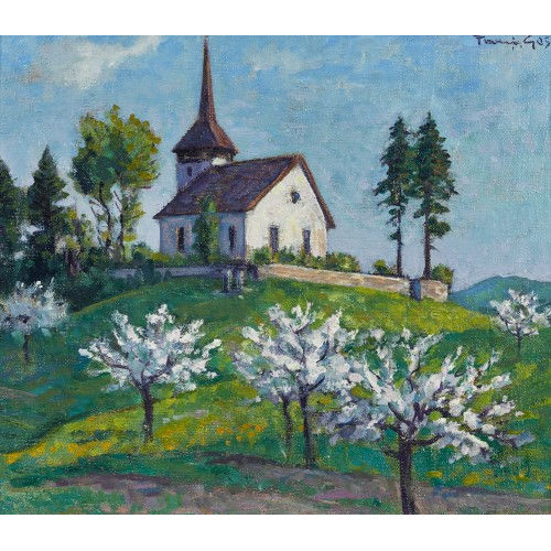 FRAN�OIS GOS : Fr�hlingslandschaft mit Kapelle (DOBIASCHOFSKY AUKTIONEN AG)