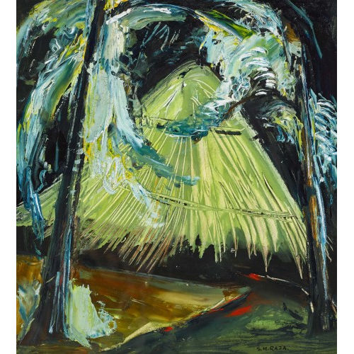 SAYED HAIDER RAZA : Abstrahierte Landschaftskomposition (DOBIASCHOFSKY AUKTIONEN AG)